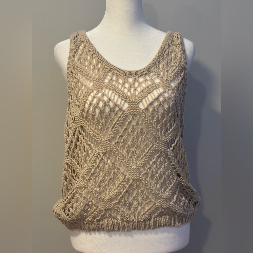 SHEIN Tan Crochet Tank Top